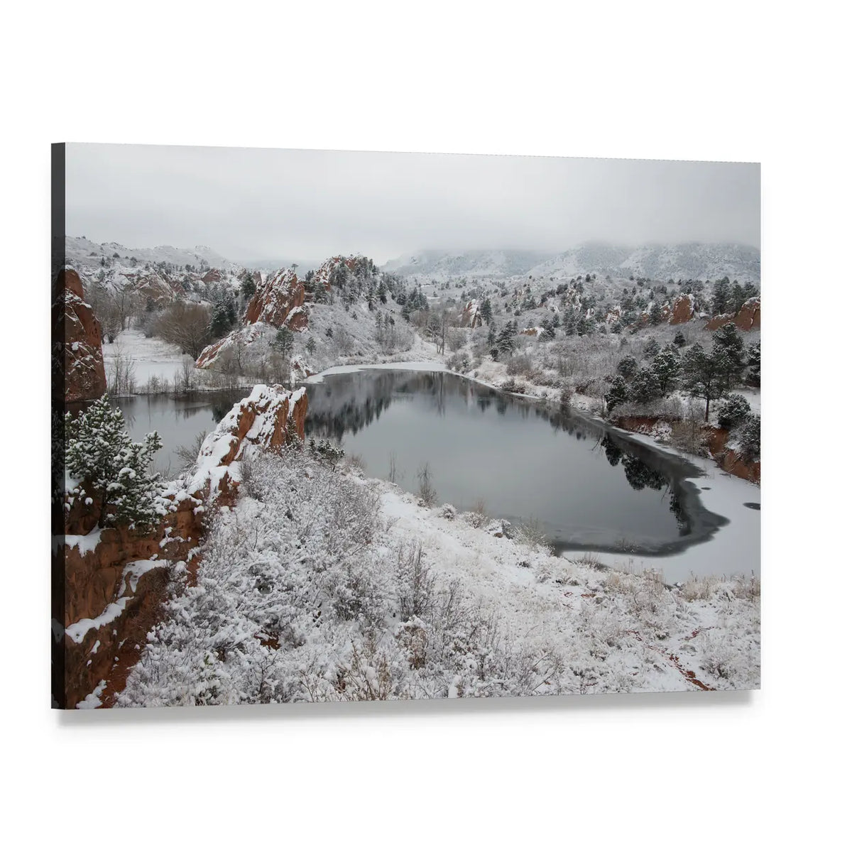 Red Rock Canyon After Fresh Snow Canvas Wall Art, single panel gallery wrapped canvas, angled product view