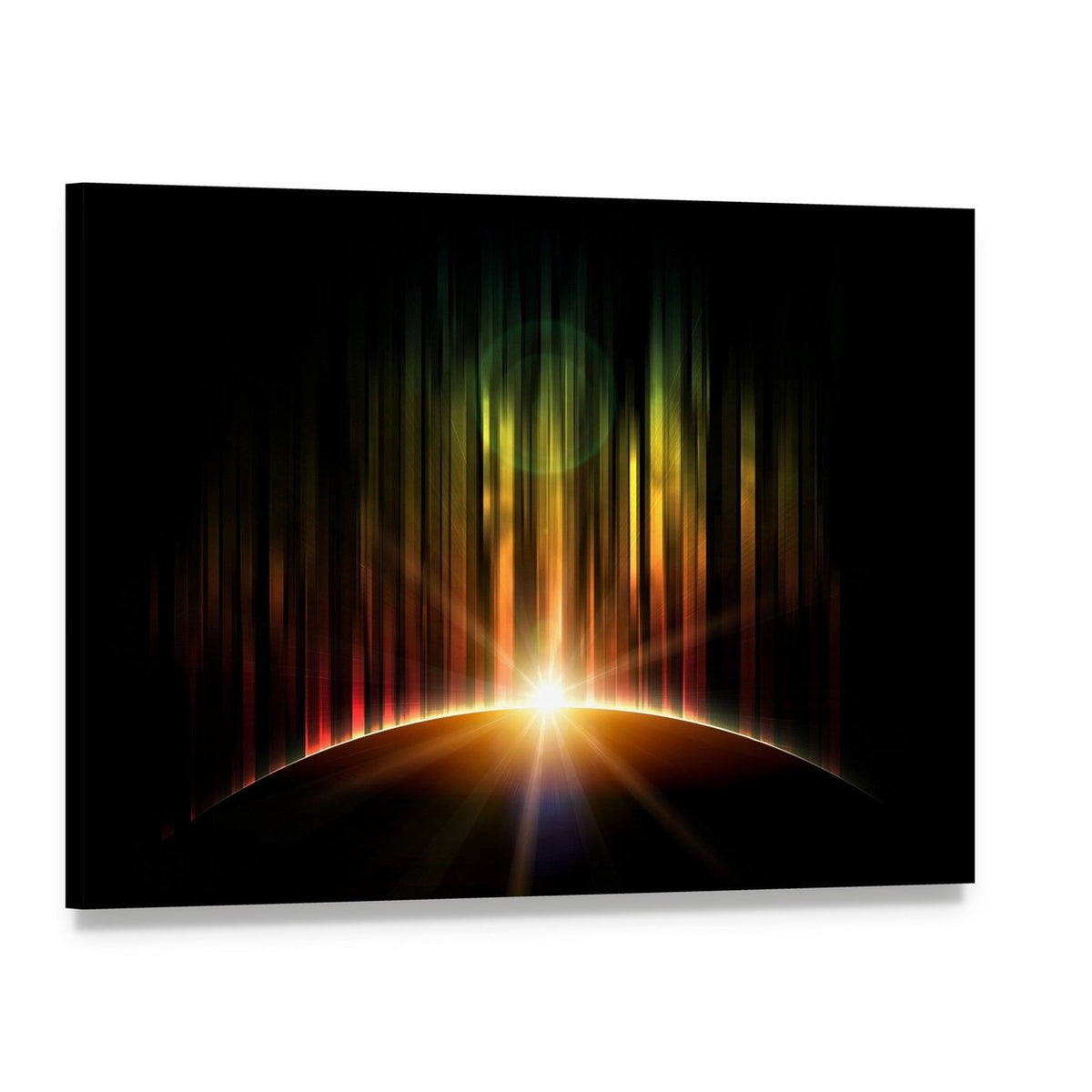Planet with Aurora Canvas Wall Art, single panel gallery wrapped canvas, angled product view