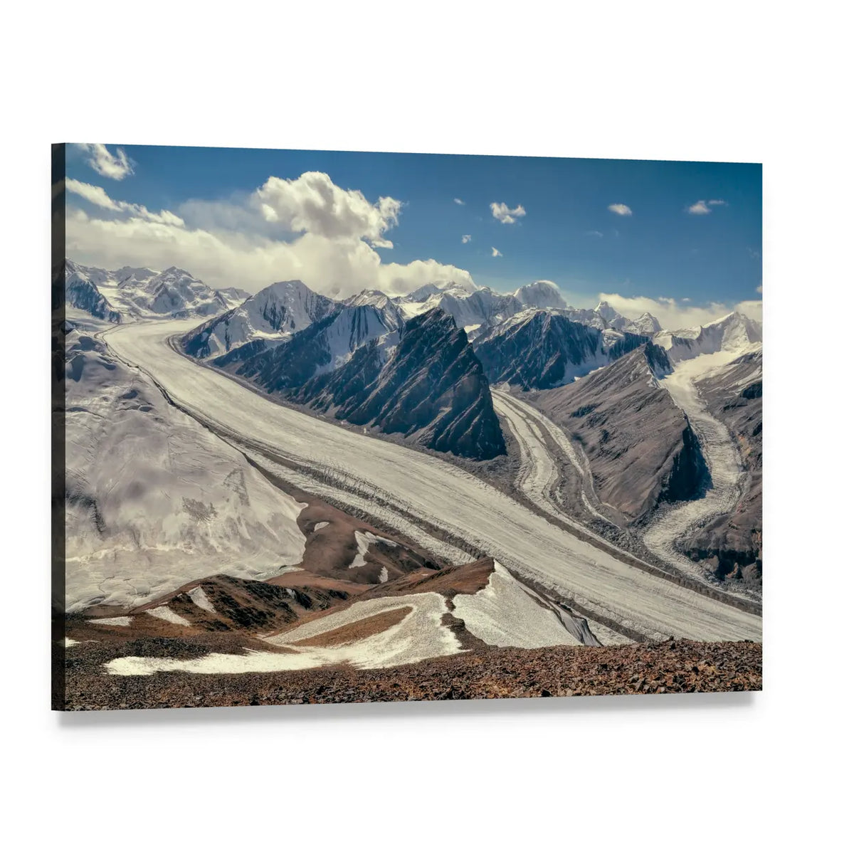 Fedchenko Glacier In Tajikistan Canvas Wall Art, single panel gallery wrapped canvas, angled product view