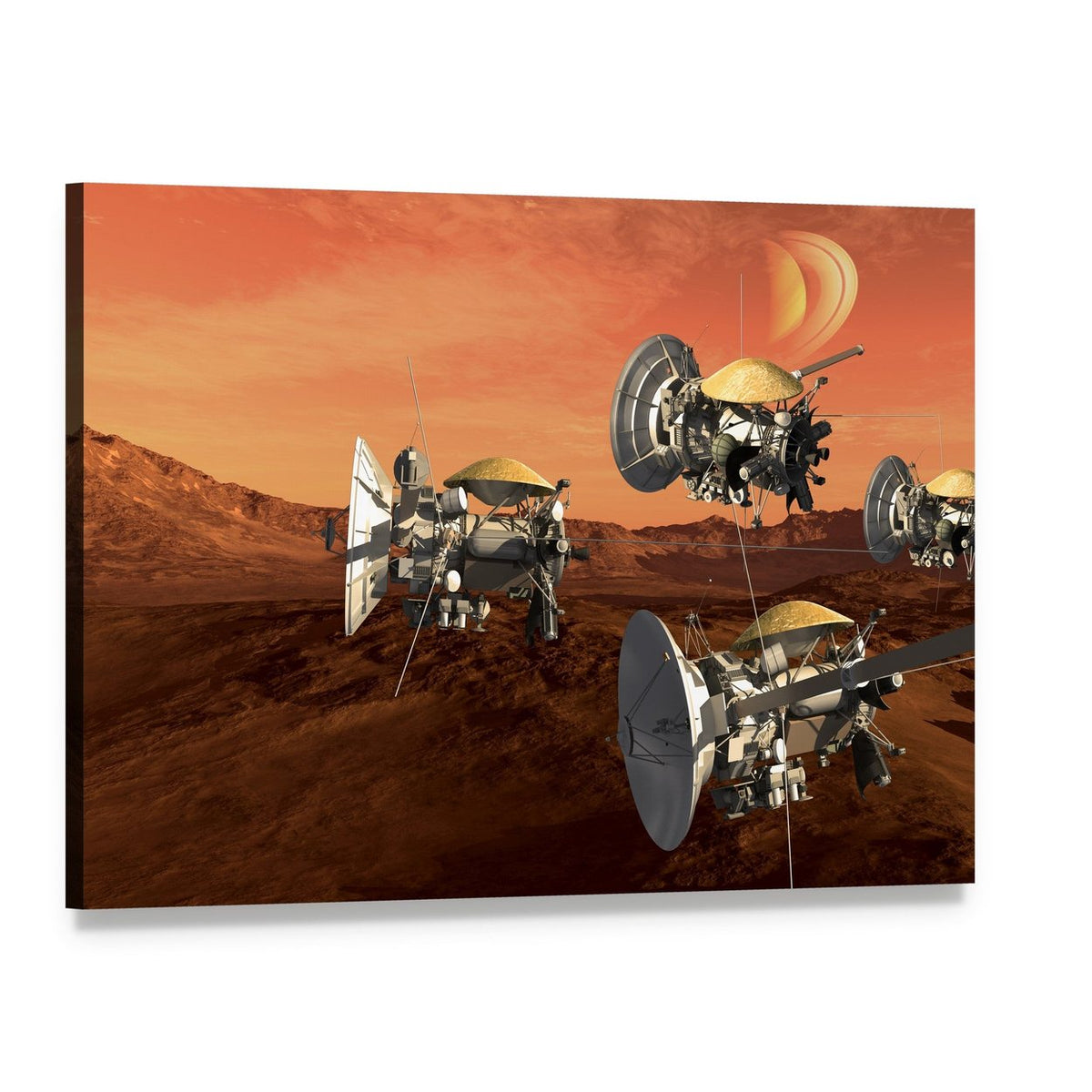 Spacecraft Probes on Mars Canvas Wall Art, single panel gallery wrapped canvas, angled product view