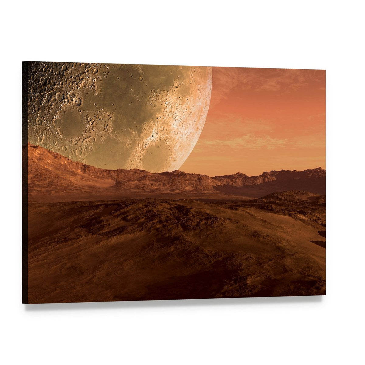 Planet with Arid Landscape Canvas Wall Art, single panel gallery wrapped canvas, angled product view