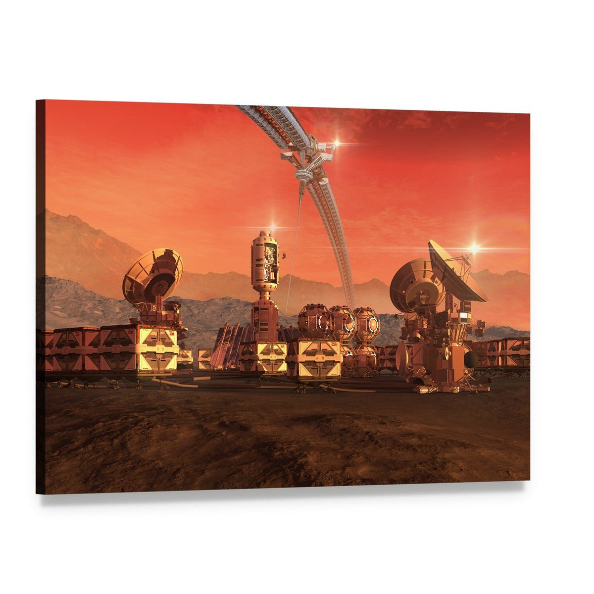 Satellite Dishes on Mars Canvas Wall Art, single panel gallery wrapped canvas, angled product view