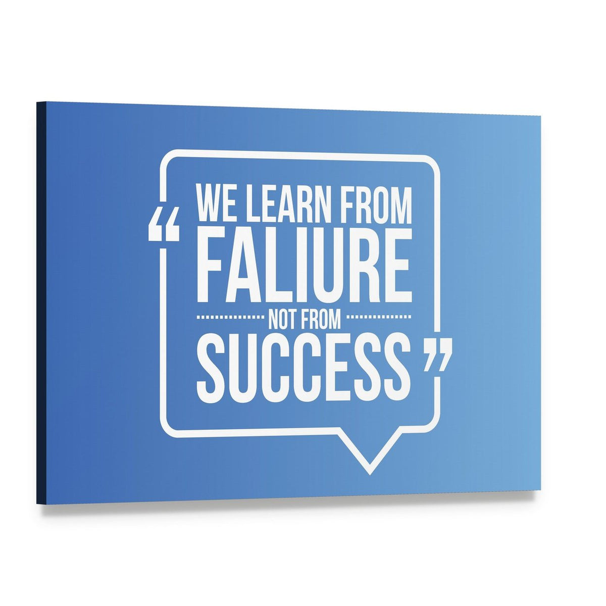 We Learn from Failure Quote Canvas Wall Art, single panel gallery wrapped canvas, angled product view