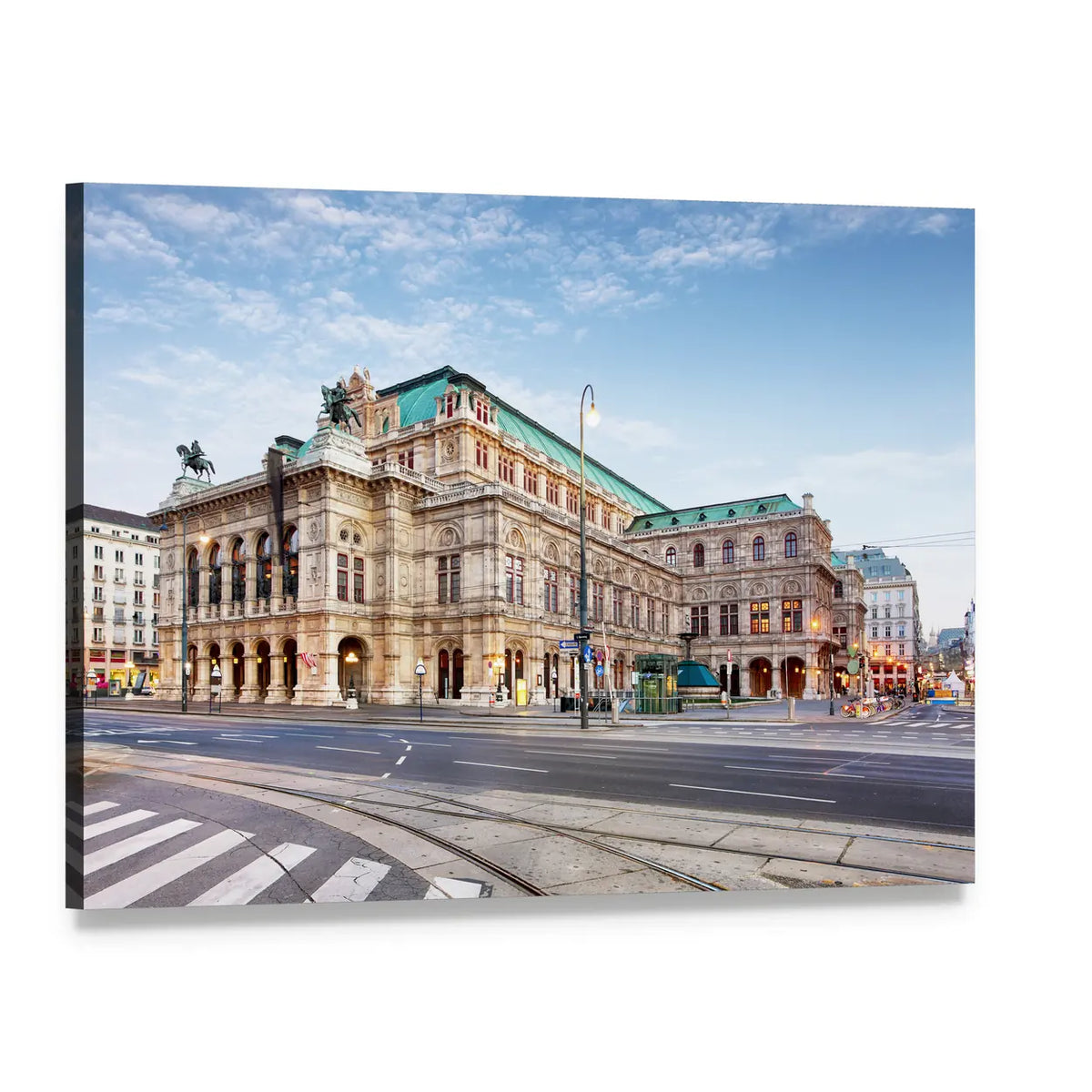 Vienna Opera House Canvas Wall Art, single panel gallery wrapped canvas, angled product view