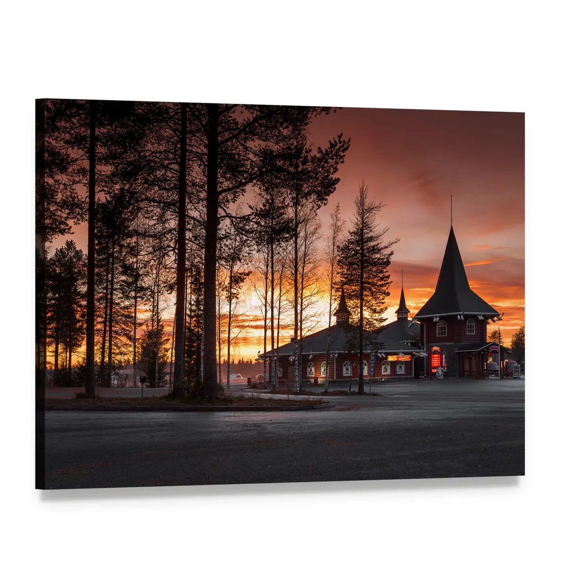 Santa Claus Village in Finland Canvas Wall Art, single panel gallery wrapped canvas, angled product view