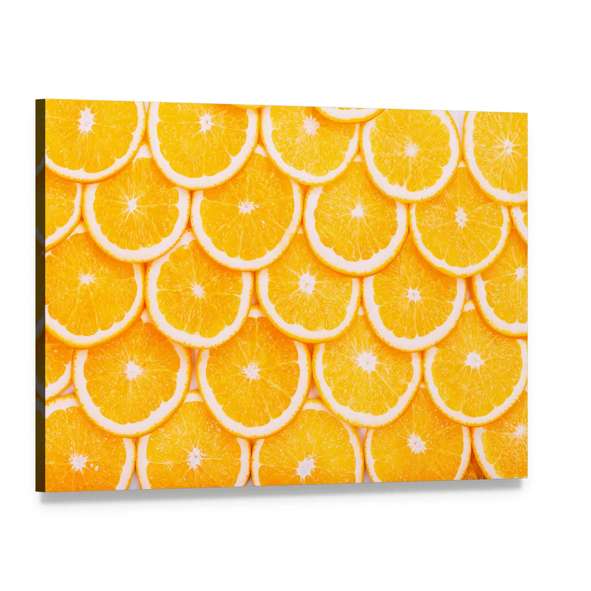 Fresh Orange Slices Pattern Canvas Wall Art, single panel gallery wrapped canvas, angled product view