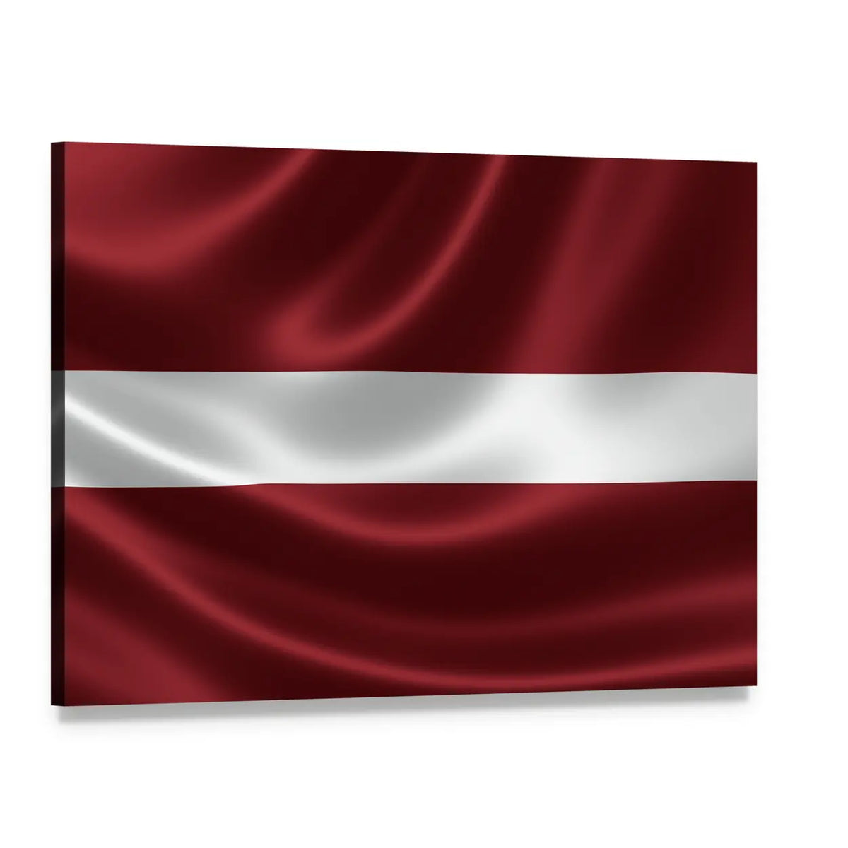 Latvian Flag Canvas Wall Art, single panel gallery wrapped canvas, angled product view