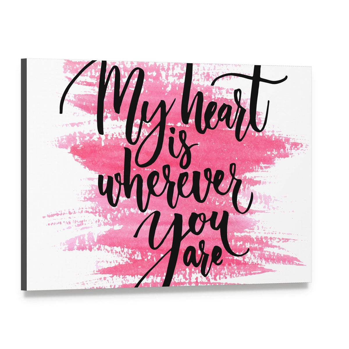 My Heart Is Wherever You Are Canvas Wall Art, single panel gallery wrapped canvas, angled product view
