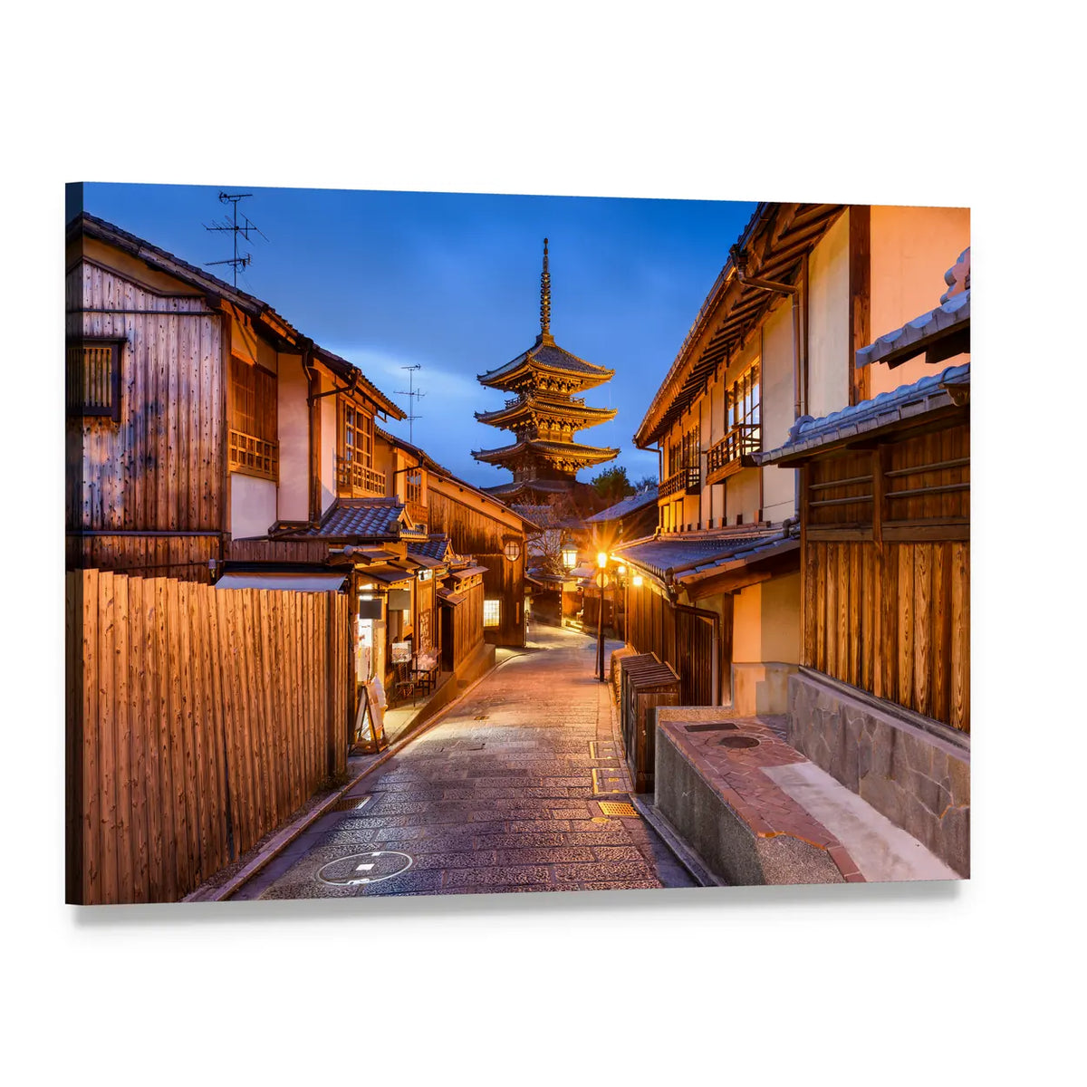 Yasaka Pagoda Temple at Dusk Canvas Wall Art, single panel gallery wrapped canvas, angled product view