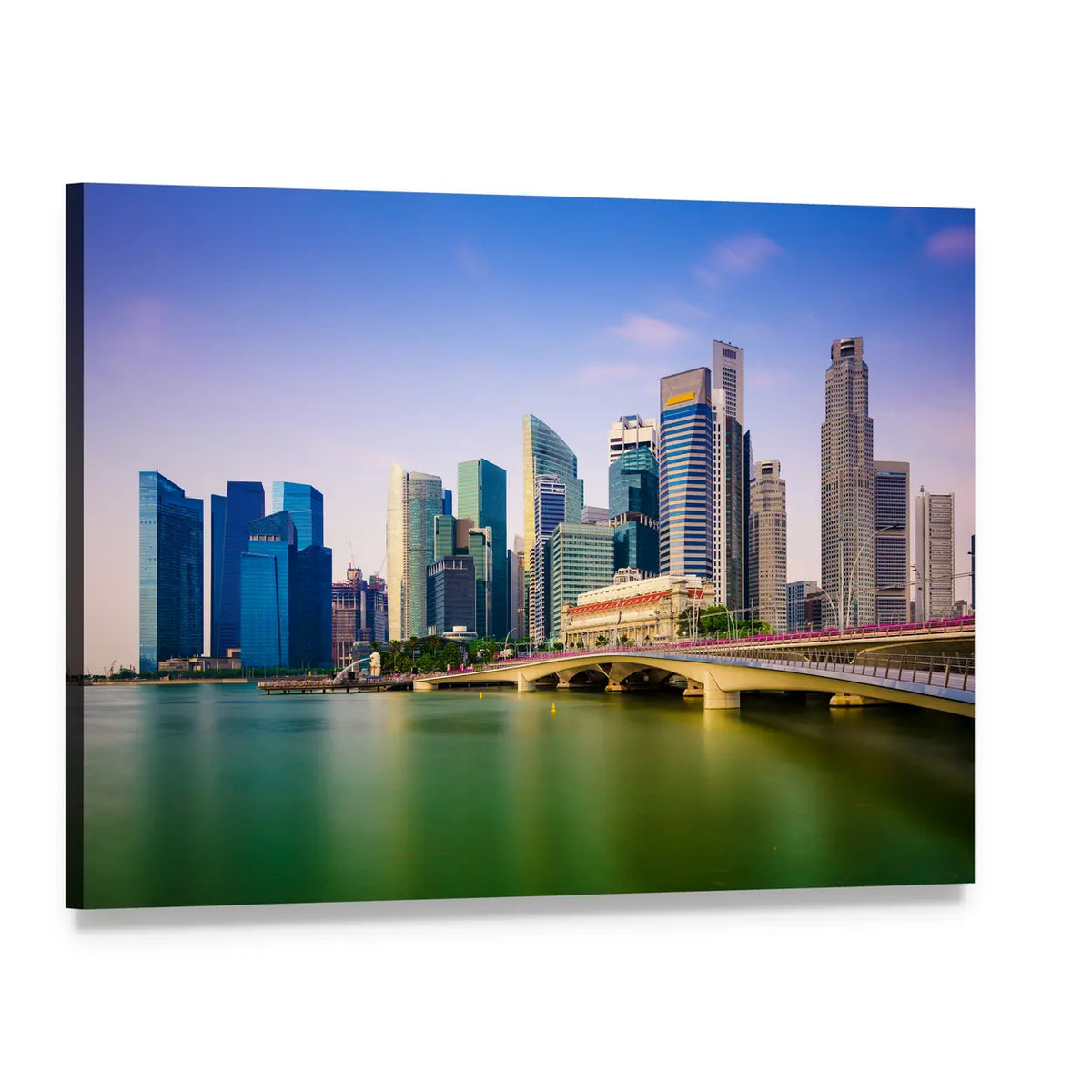 Singapore Skyline at Dusk Canvas Wall Art, single panel gallery wrapped canvas, angled product view