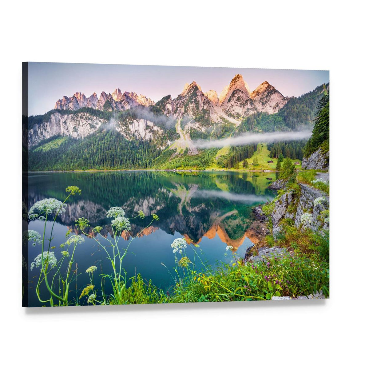 Gosausee Lake Austria Canvas Wall Art, single panel gallery wrapped canvas, angled product view