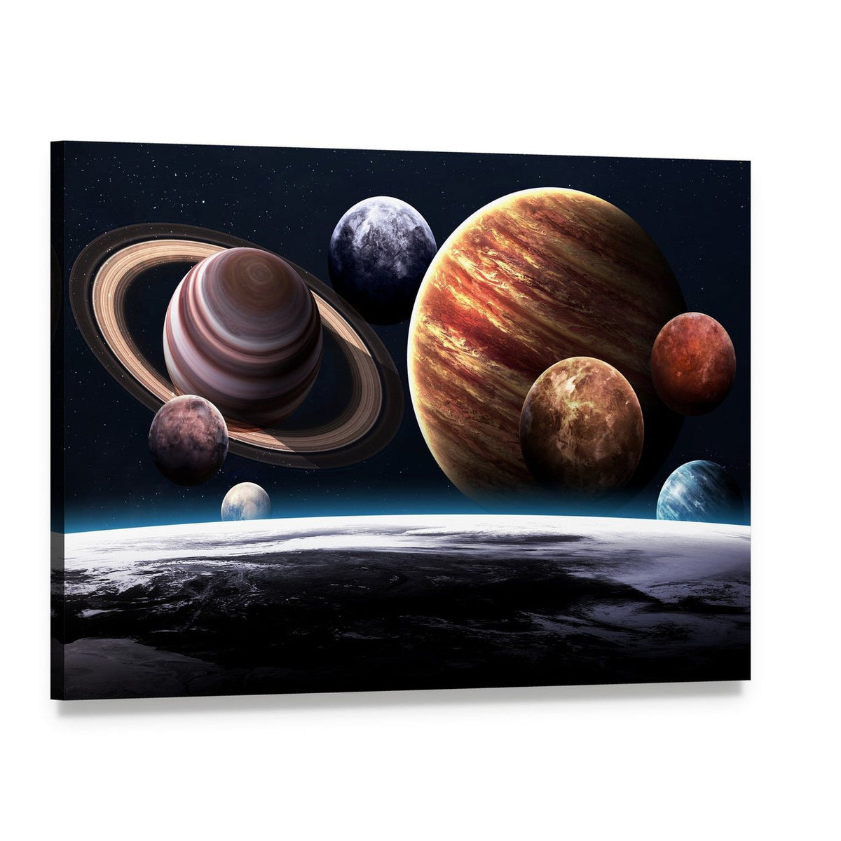 Planets of the Solar System Canvas Wall Art, single panel gallery wrapped canvas, angled product view