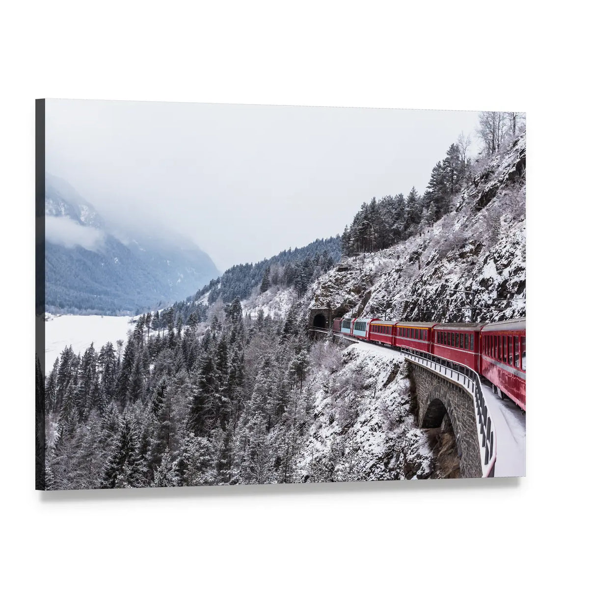 Glacier Express In Switzerland Canvas Wall Art, single panel gallery wrapped canvas, angled product view