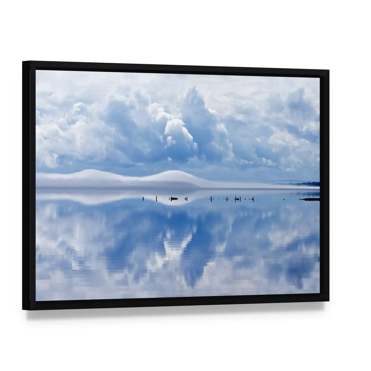 Siljan Lake In Dalarna Sweden Canvas Wall Art, framed canvas in a black floater frame, angled product view