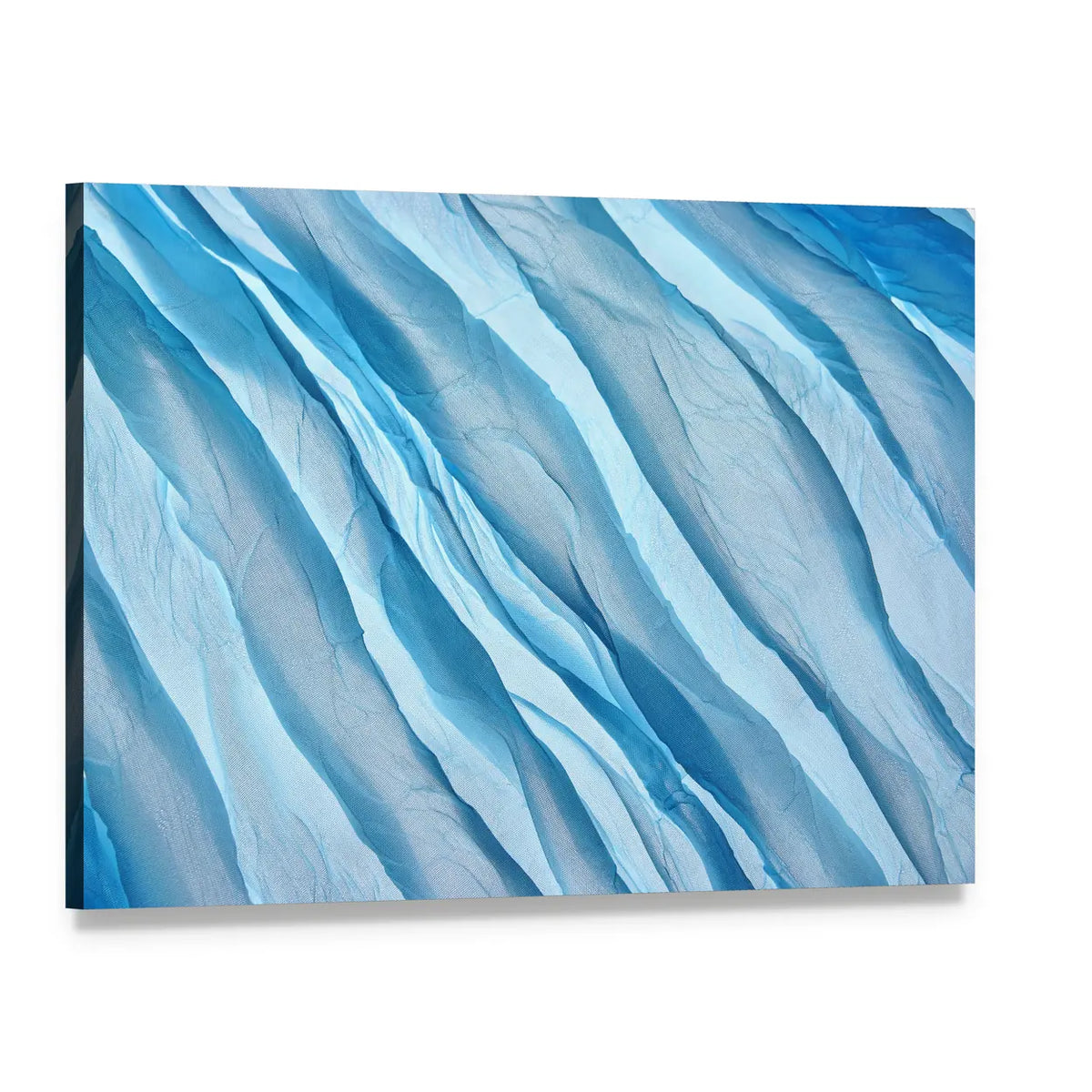 Soft Blue Chiffon Waves Canvas Wall Art, single panel gallery wrapped canvas, angled product view