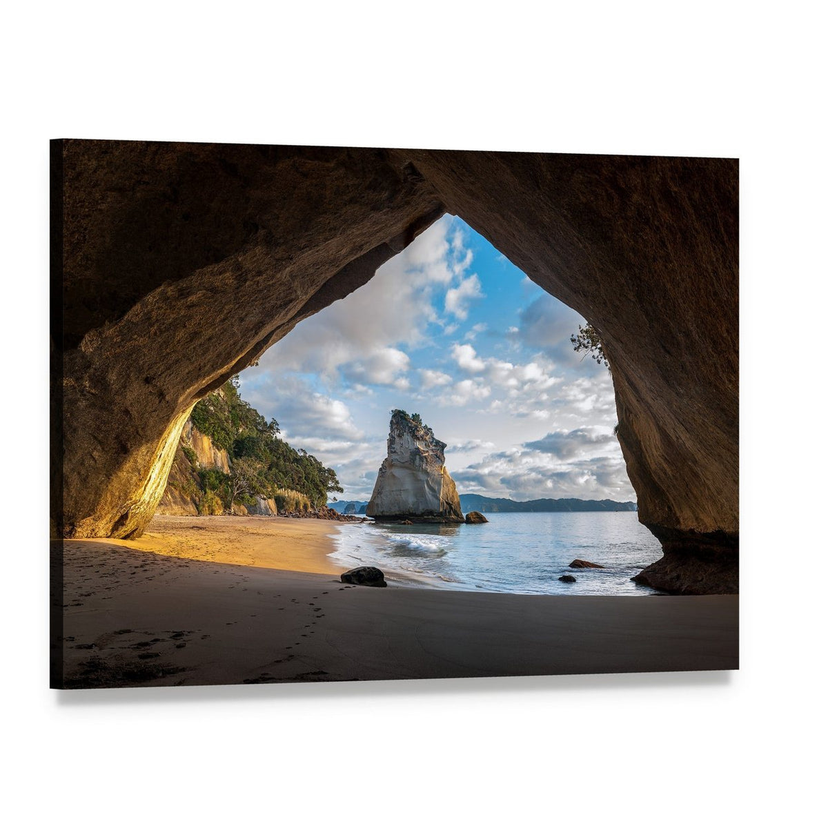 Cathedral Cave at Sunrise Canvas Wall Art, single panel gallery wrapped canvas, angled product view