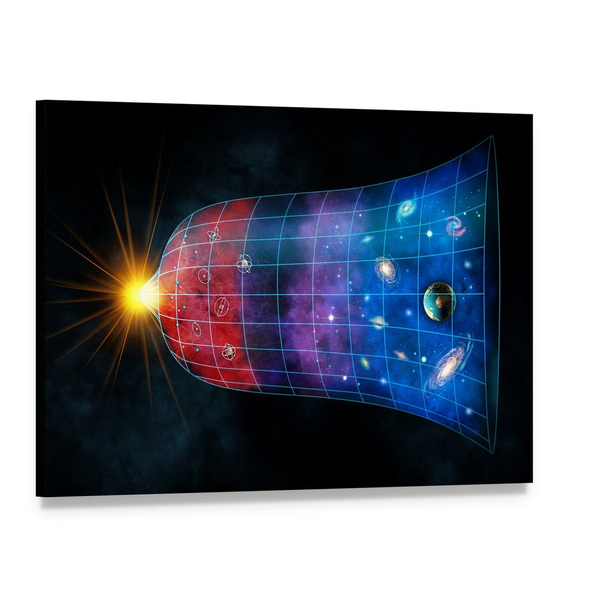 Cosmic Expansion with Galaxies and Planets Canvas Wall Art, single panel gallery wrapped canvas, angled product view