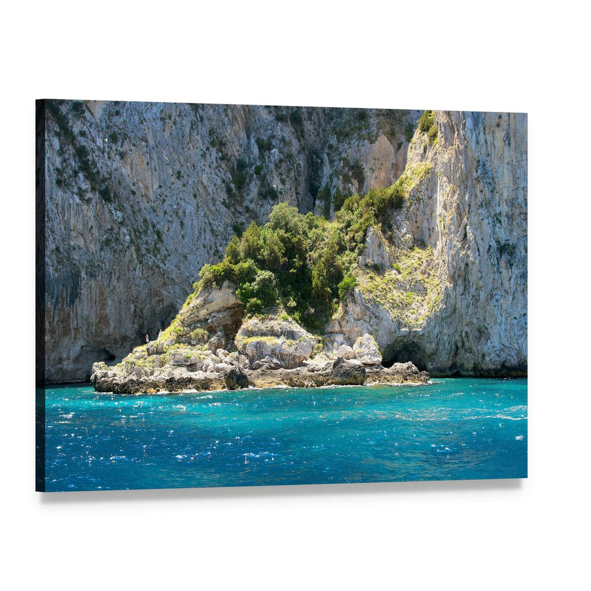 Capri Grotto with Crystal Blue Water Canvas Wall Art, single panel gallery wrapped canvas, angled product view