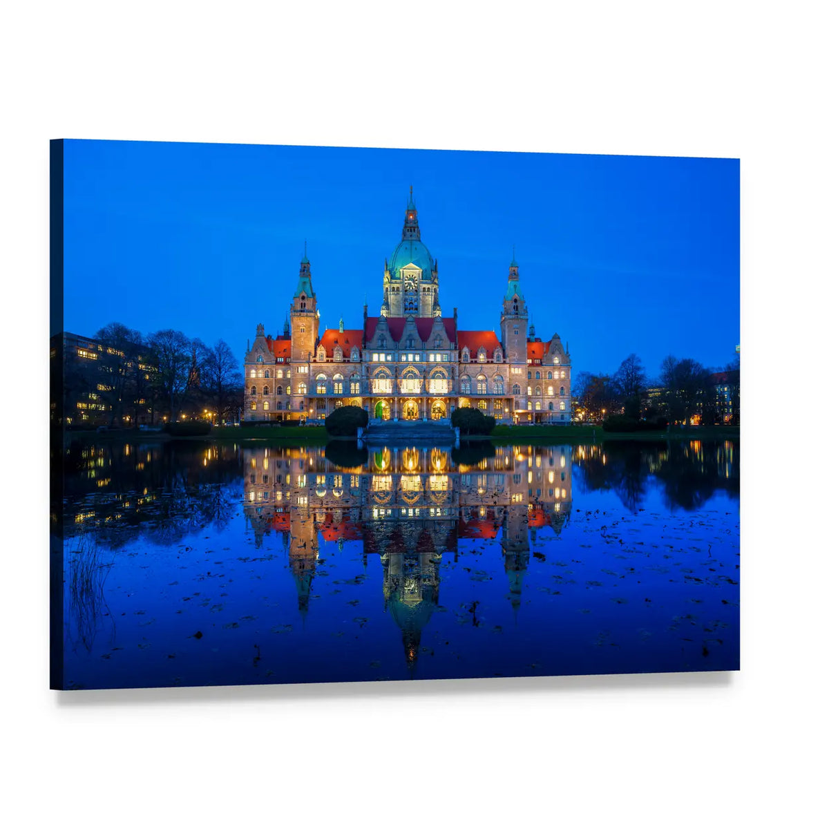 New City Hall in Hanover Canvas Wall Art, single panel gallery wrapped canvas, angled product view