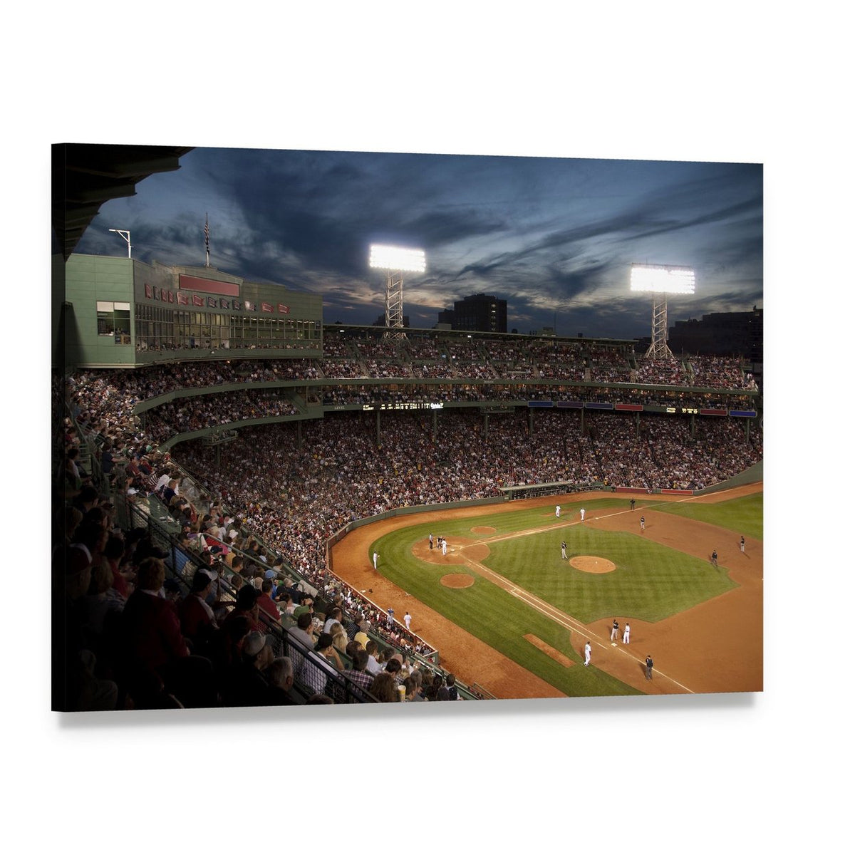Baseball Match at Night Canvas Wall Art, single panel gallery wrapped canvas, angled product view