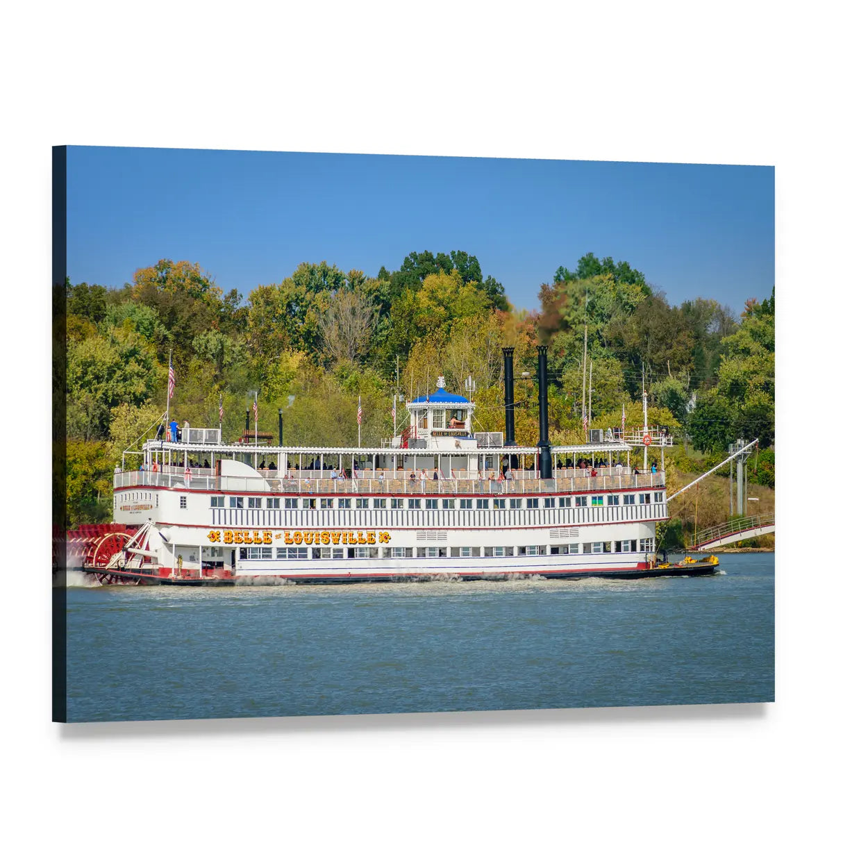 Belle of Louisville Paddle Wheeler Canvas Wall Art, single panel gallery wrapped canvas, angled product view