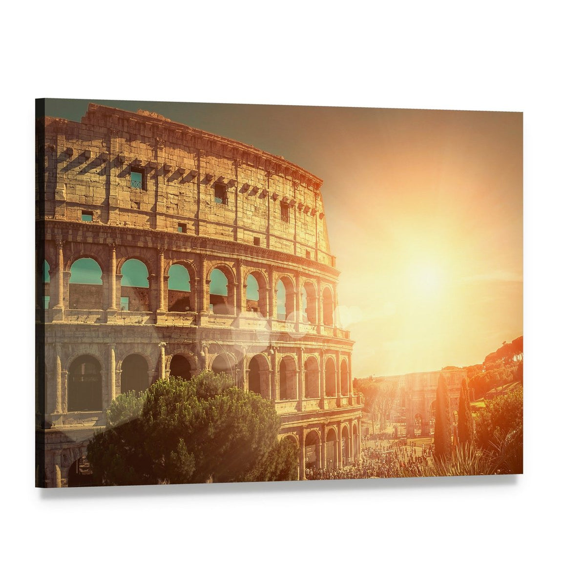 Colosseum in Warm Sunset Canvas Wall Art, single panel gallery wrapped canvas, angled product view