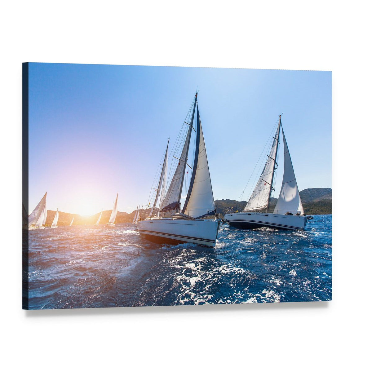 Sailing in the Wind Through the Waves Canvas Wall Art, single panel gallery wrapped canvas, angled product view