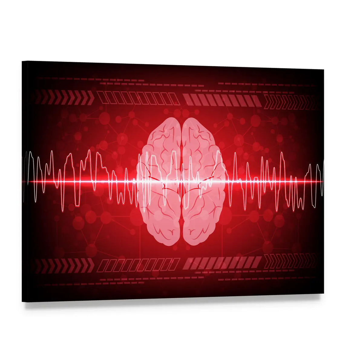 Brain Wave Illustration Canvas Wall Art, single panel gallery wrapped canvas, angled product view