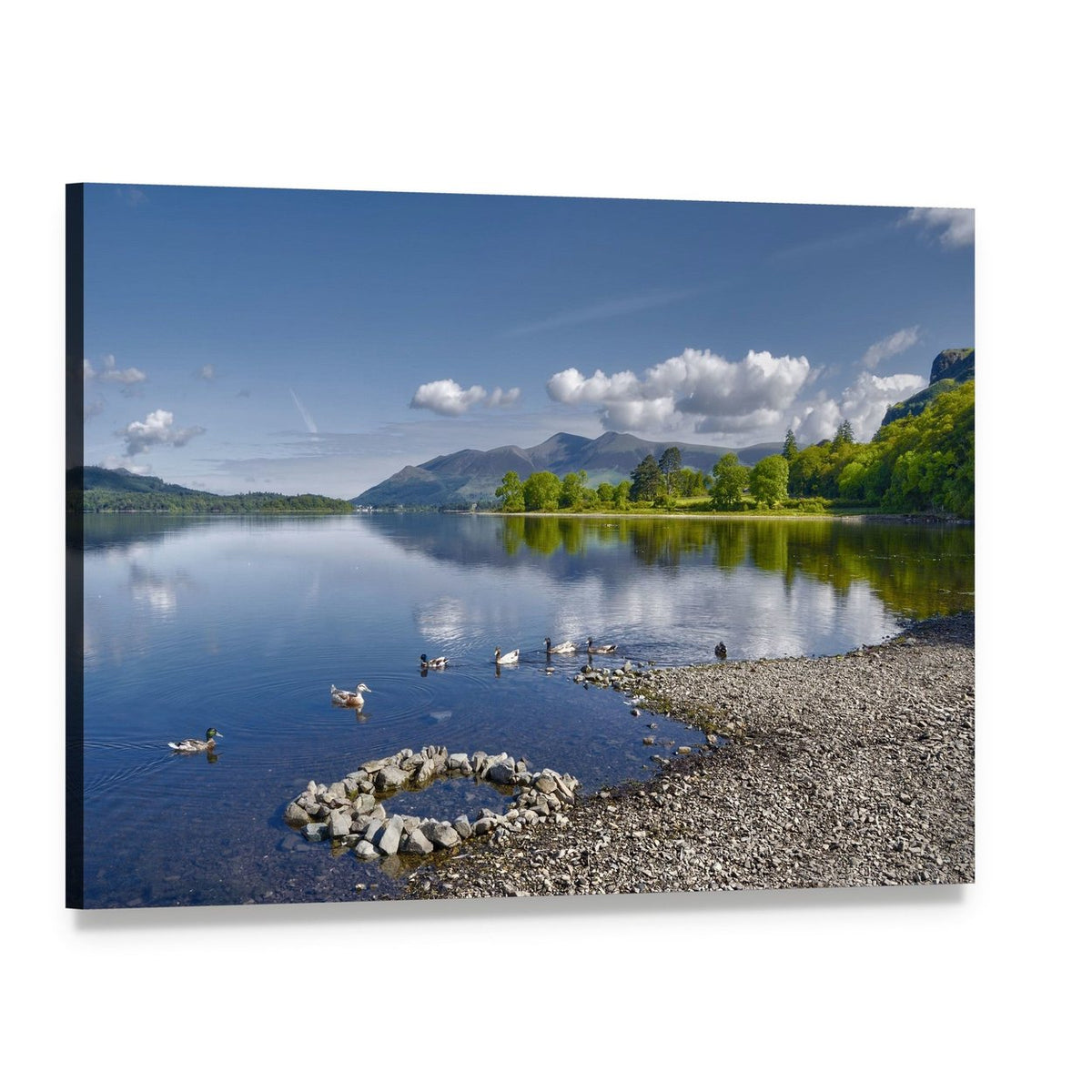 Derwent Water Landscape Canvas Wall Art, single panel gallery wrapped canvas, angled product view