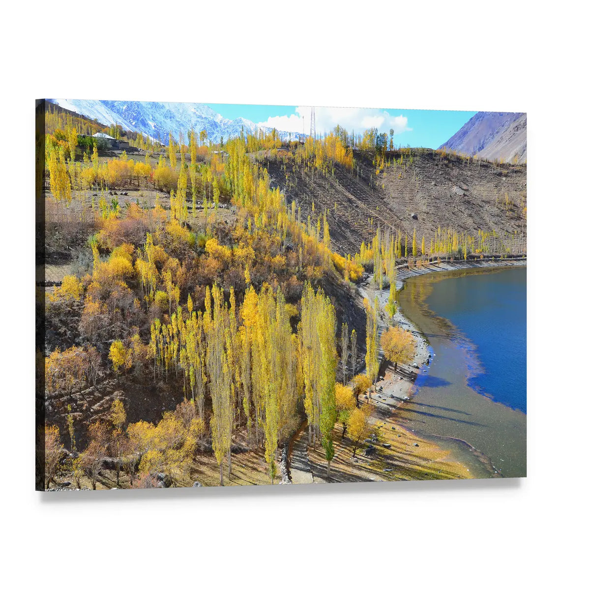 Phander Lake in Autumn Canvas Wall Art, single panel gallery wrapped canvas, angled product view