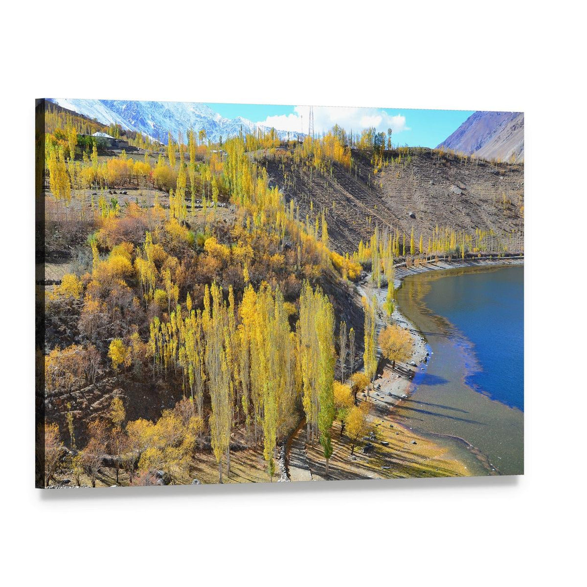 Phander Lake in Autumn Canvas Wall Art, single panel gallery wrapped canvas, angled product view