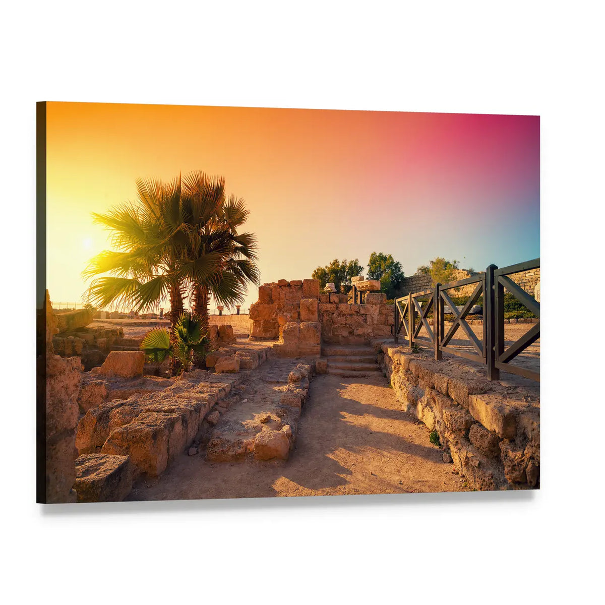 Ancient City in Caesarea Canvas Wall Art, single panel gallery wrapped canvas, angled product view