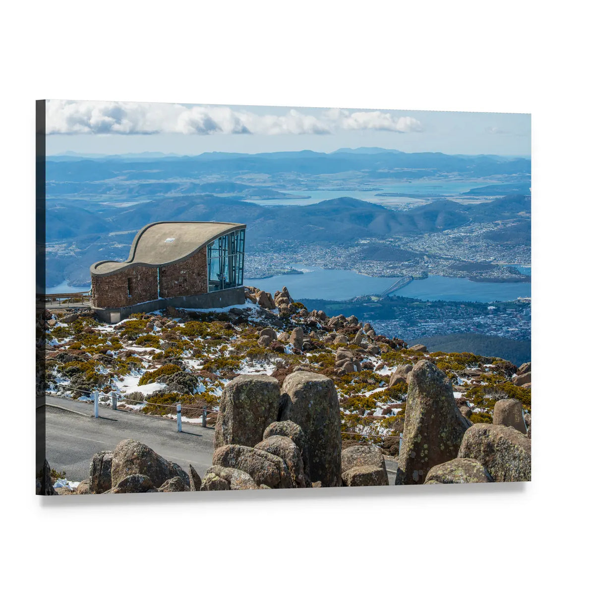 Mt Wellington and Hobart City View Canvas Wall Art, single panel gallery wrapped canvas, angled product view