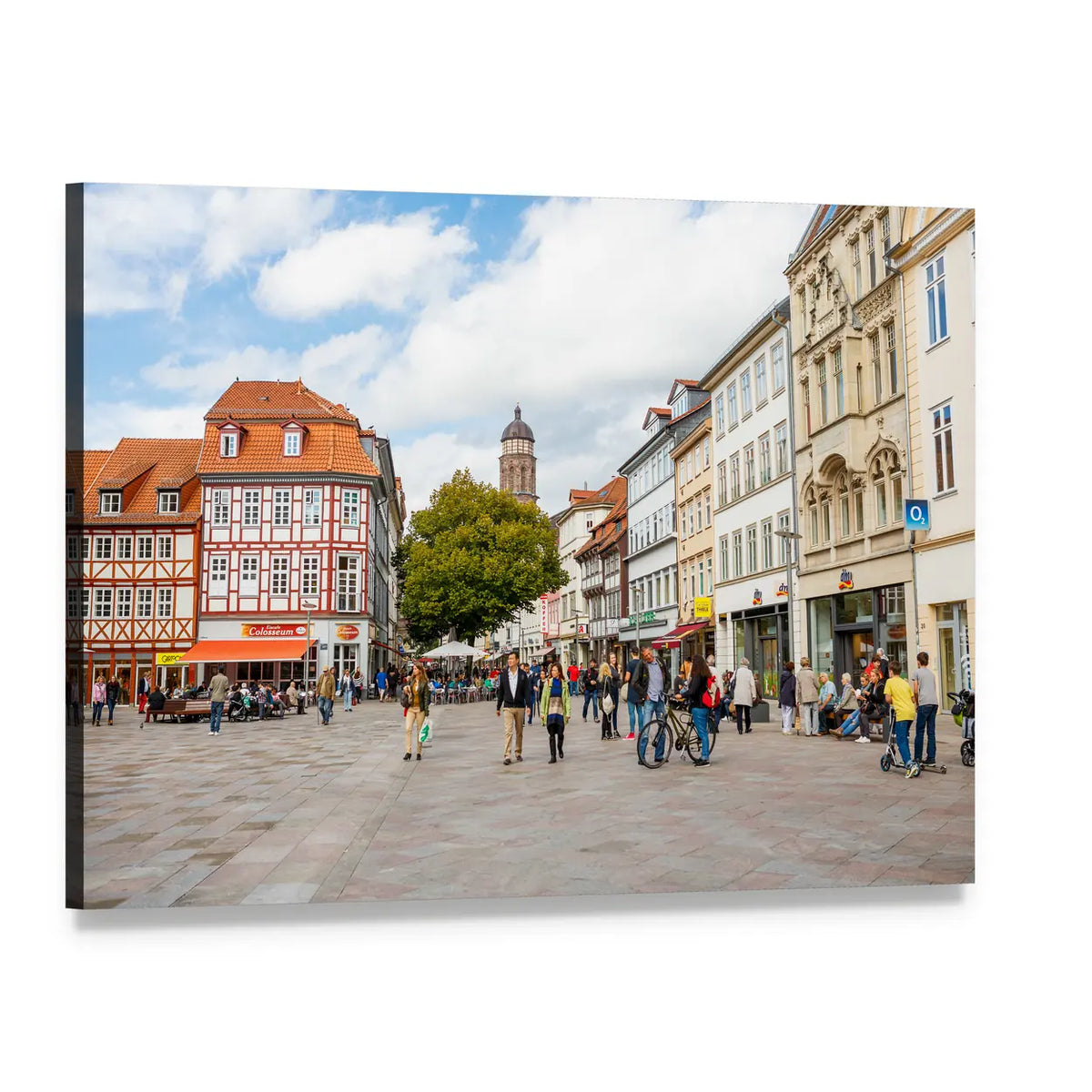 Goettingen Old Town Square Canvas Wall Art, single panel gallery wrapped canvas, angled product view