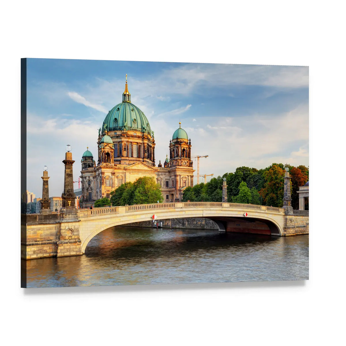 Berliner Dom on the Spree River Canvas Wall Art, single panel gallery wrapped canvas, angled product view