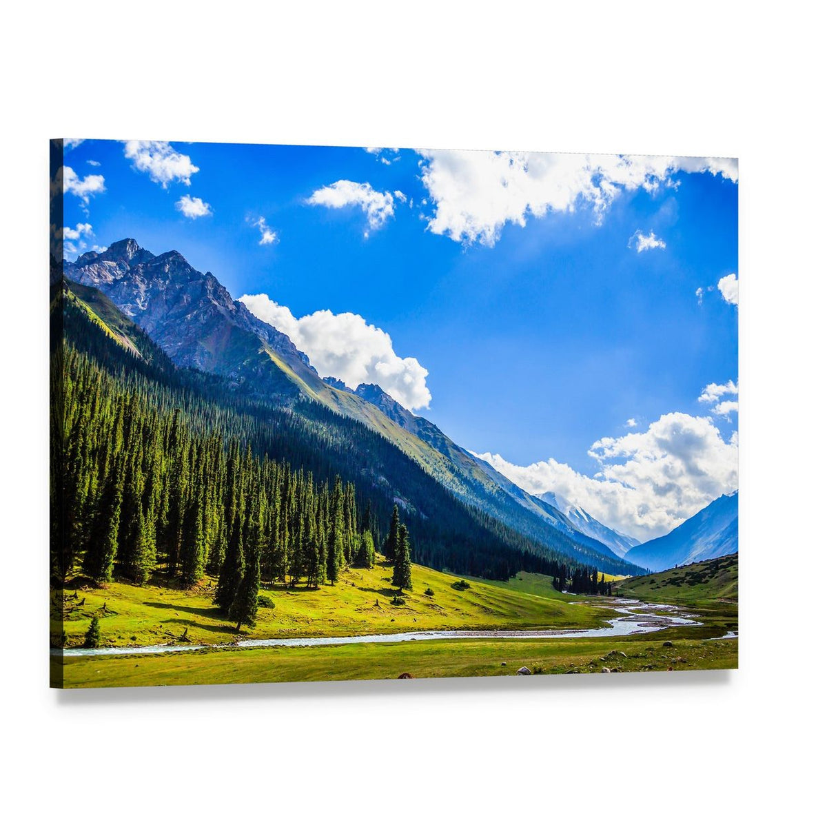 Mountain Summit Landscape Canvas Wall Art, single panel gallery wrapped canvas, angled product view
