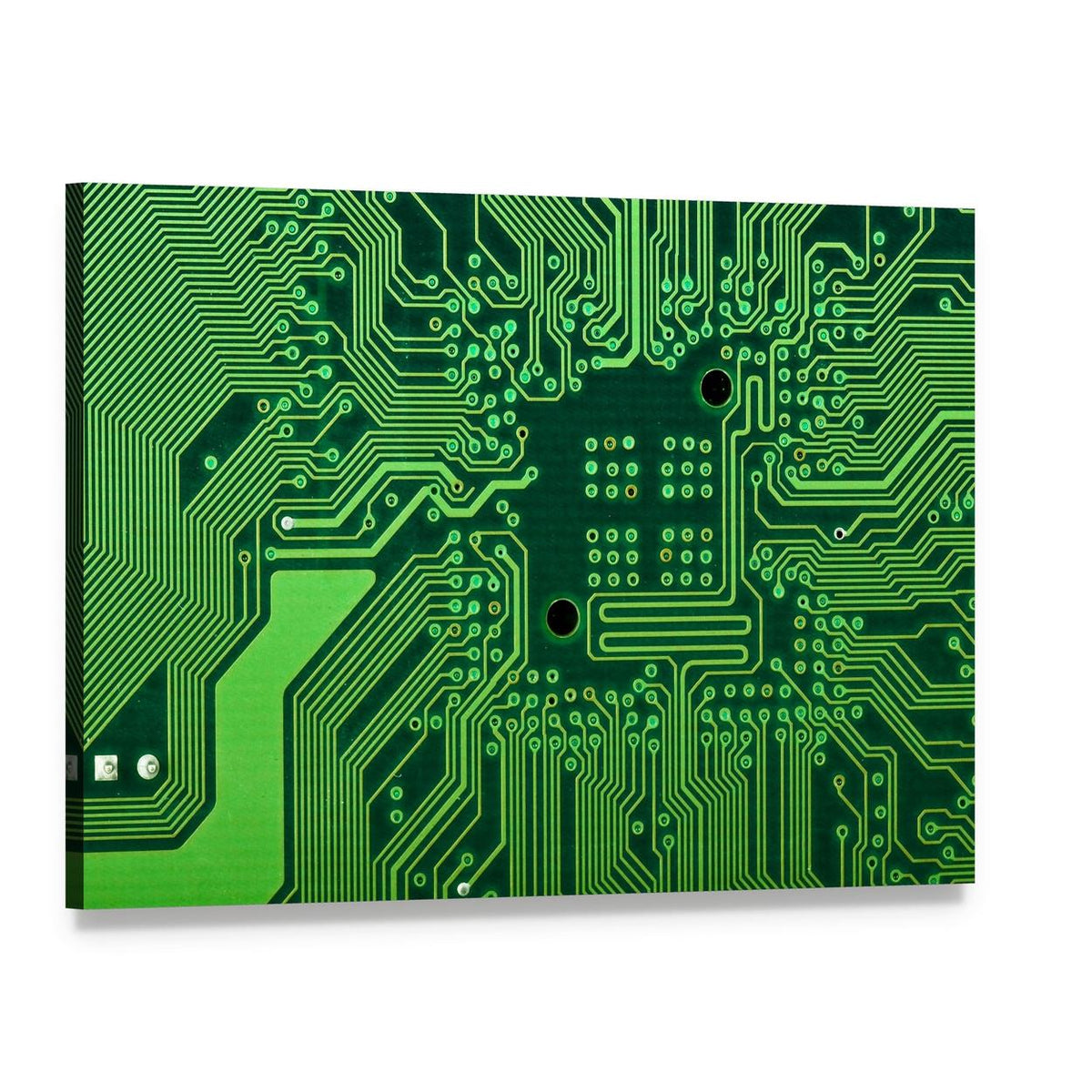 Circuit Board Abstract Canvas Wall Art, single panel gallery wrapped canvas, angled product view