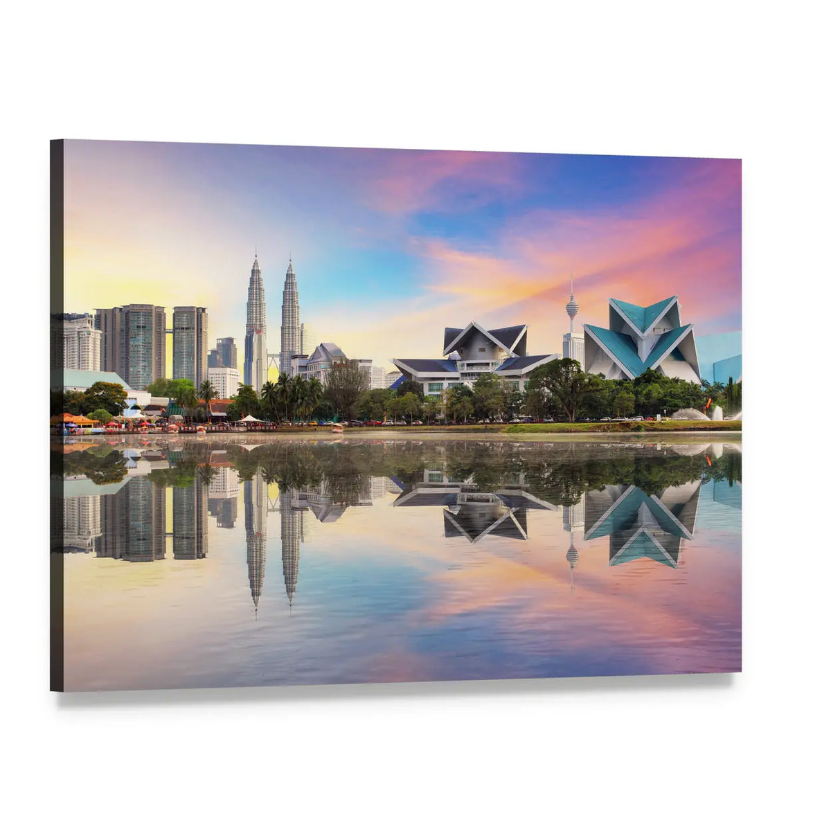 Kuala Lumpur Skyline at Sunset Canvas Wall Art, single panel gallery wrapped canvas, angled product view