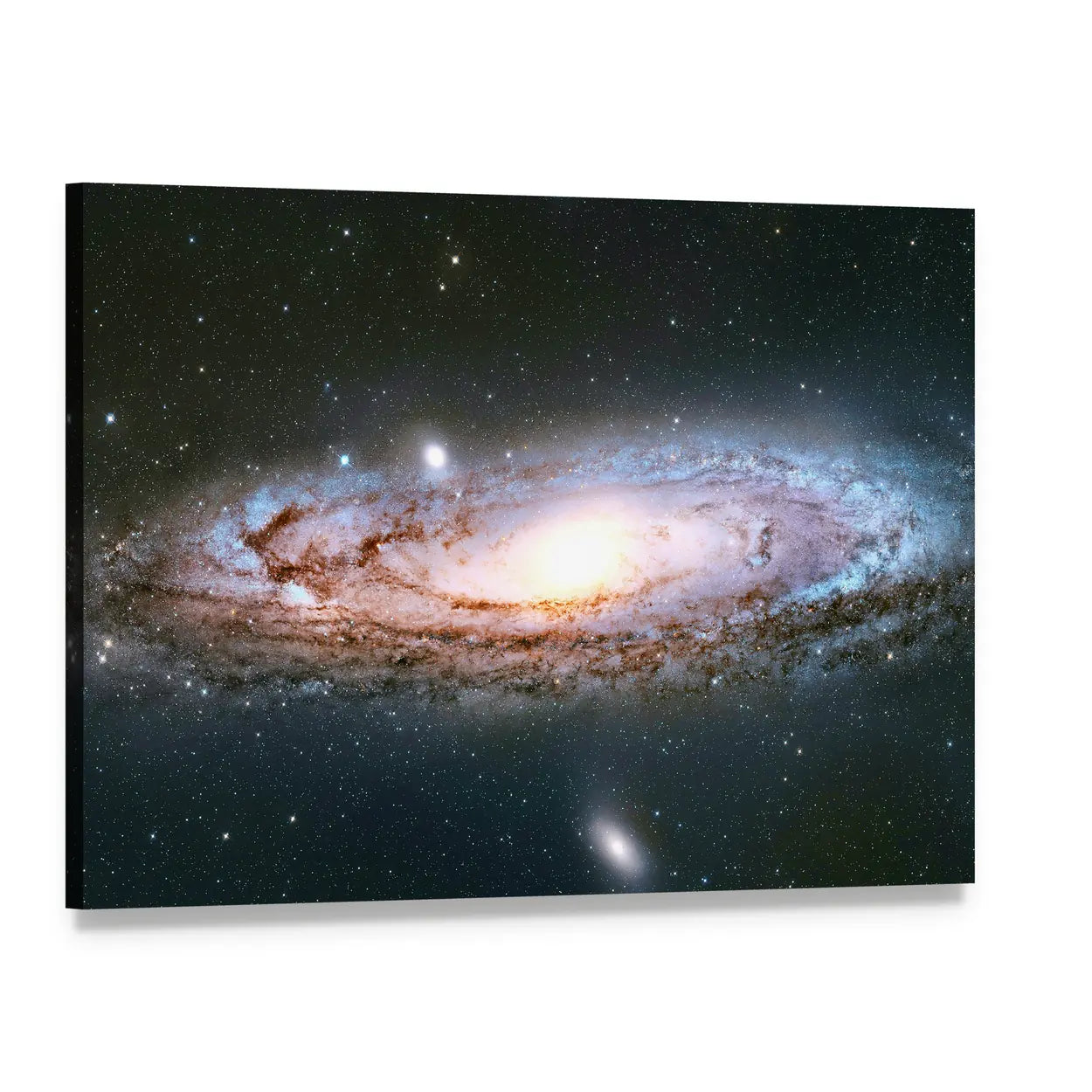 Andromeda Galaxy Canvas Wall Art, single panel gallery wrapped canvas, angled product view