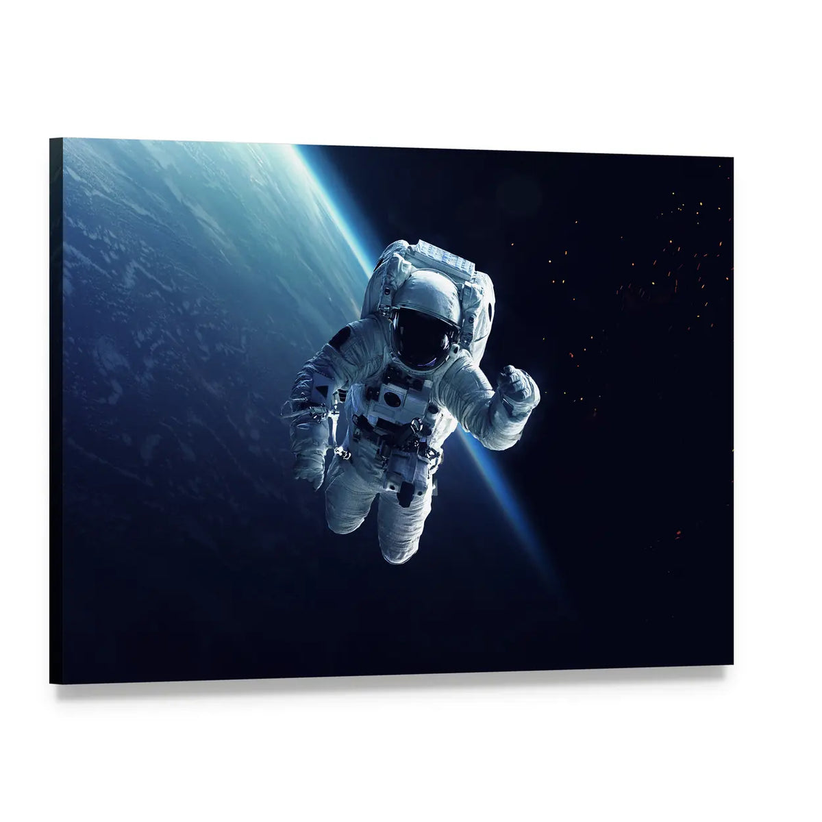 Astronaut in Space Canvas Wall Art, single panel gallery wrapped canvas, angled product view