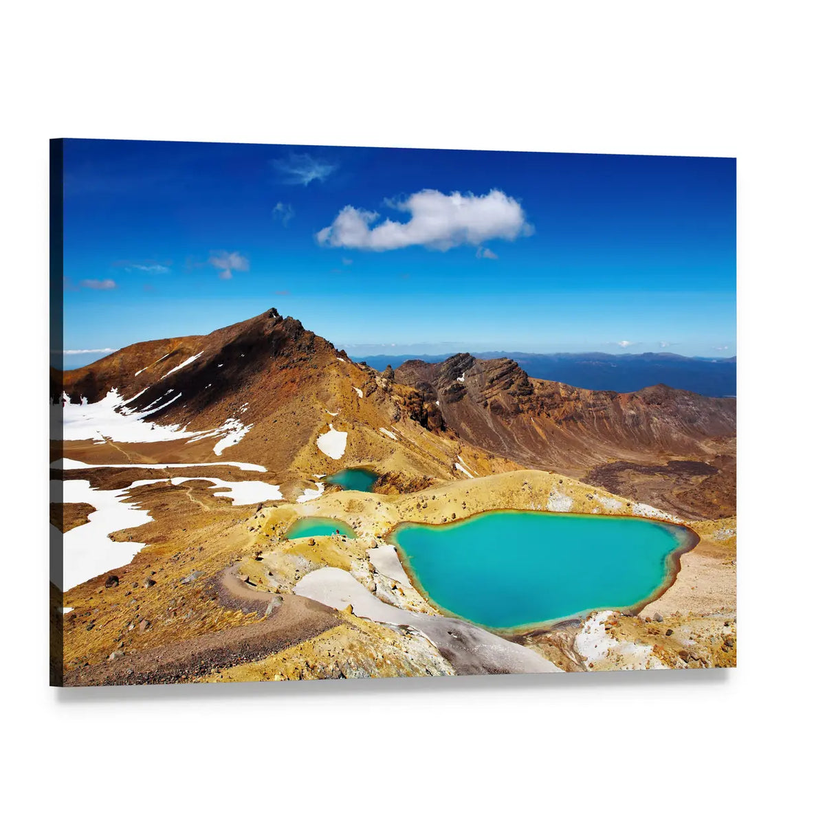 Tongariro National Park Landscape Canvas Wall Art, single panel gallery wrapped canvas, angled product view