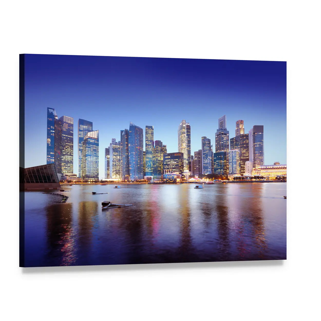 Singapore Cityscape Canvas Wall Art, single panel gallery wrapped canvas, angled product view