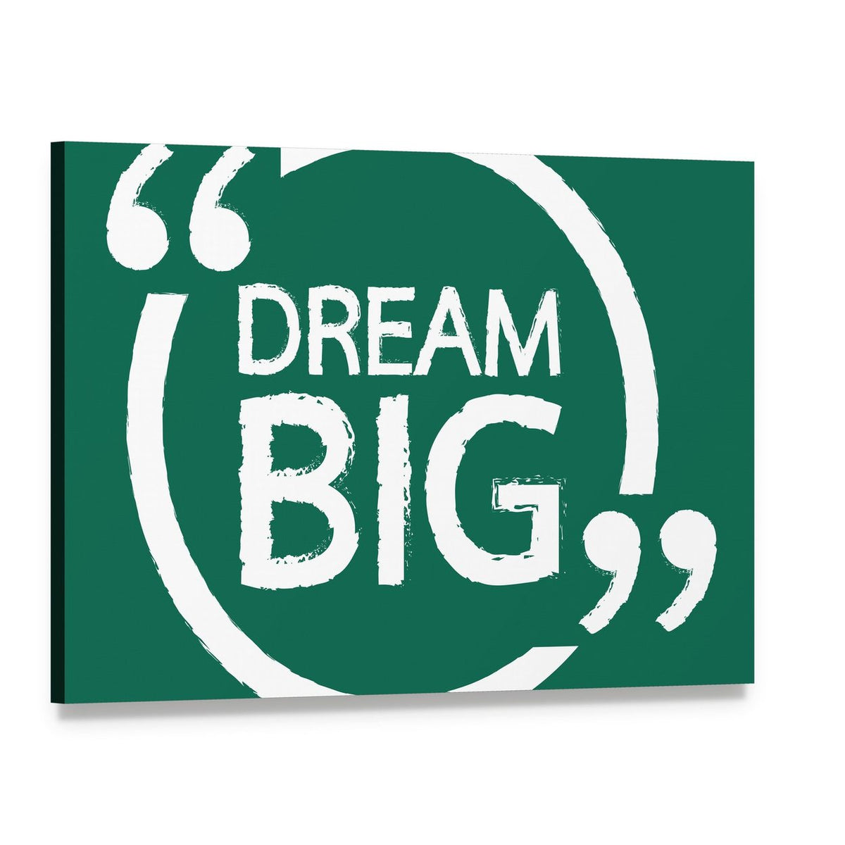 Dream Big Typographic Canvas Wall Art, single panel gallery wrapped canvas, angled product view