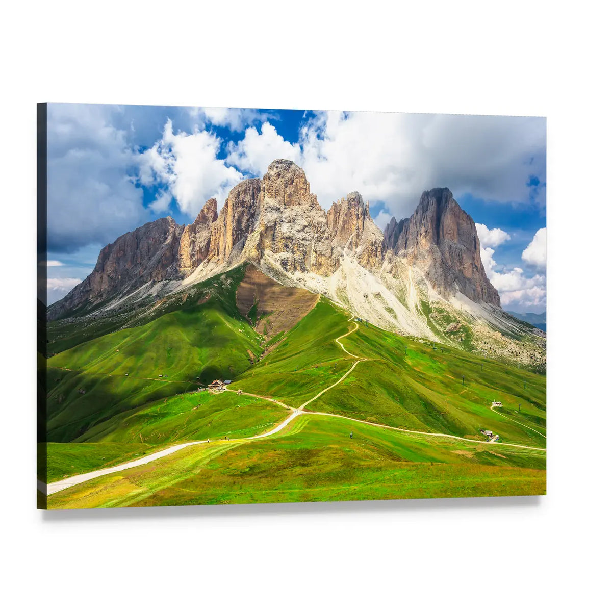 Mountain Range Landscape Canvas Wall Art, single panel gallery wrapped canvas, angled product view