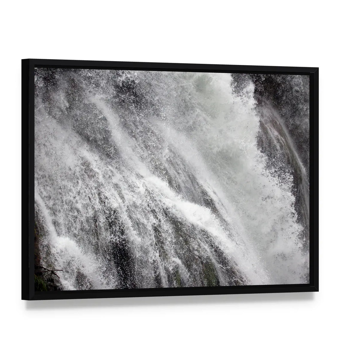 Marmore Falls in Italy Canvas Wall Art, framed canvas in a black floater frame, angled product view