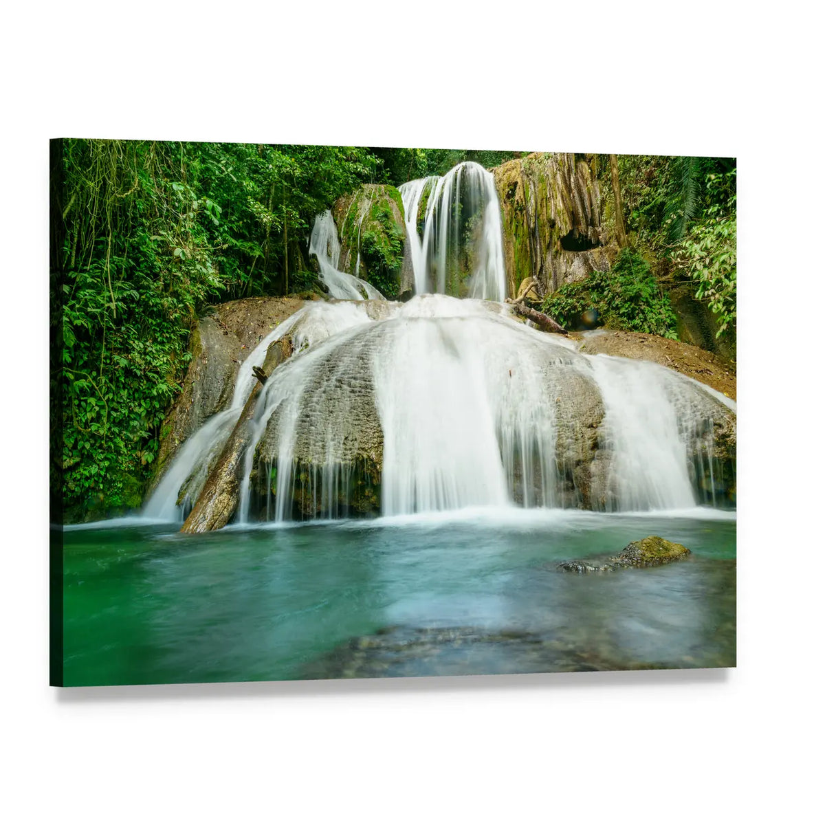 Saluopa Waterfall in Tentena, Indonesia Canvas Wall Art, single panel gallery wrapped canvas, angled product view