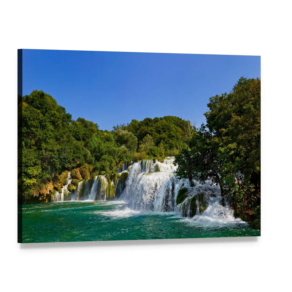 Krka Waterfall in Croatia Canvas Wall Art, single panel gallery wrapped canvas, angled product view