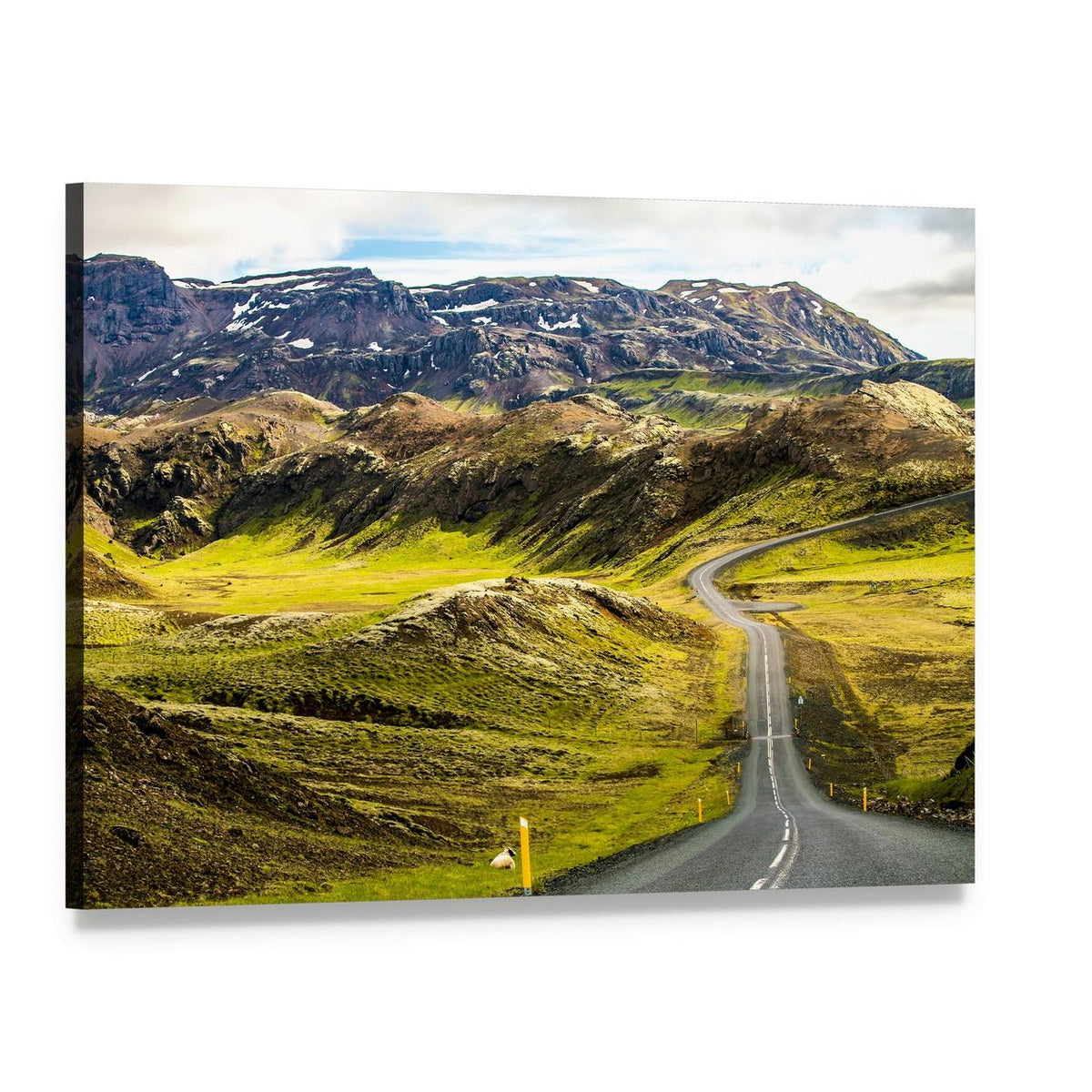Green Mountain Road Canvas Wall Art, single panel gallery wrapped canvas, angled product view