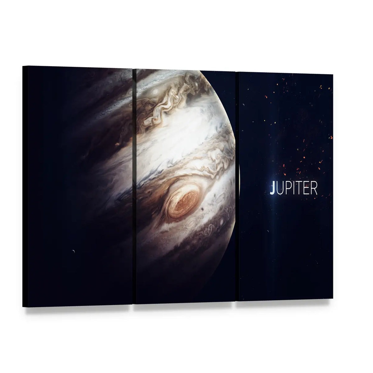 Jupiter Great Red Spot Canvas Wall Art, 3 panel 3 Horizontal layout gallery wrapped canvas set, angled product view
