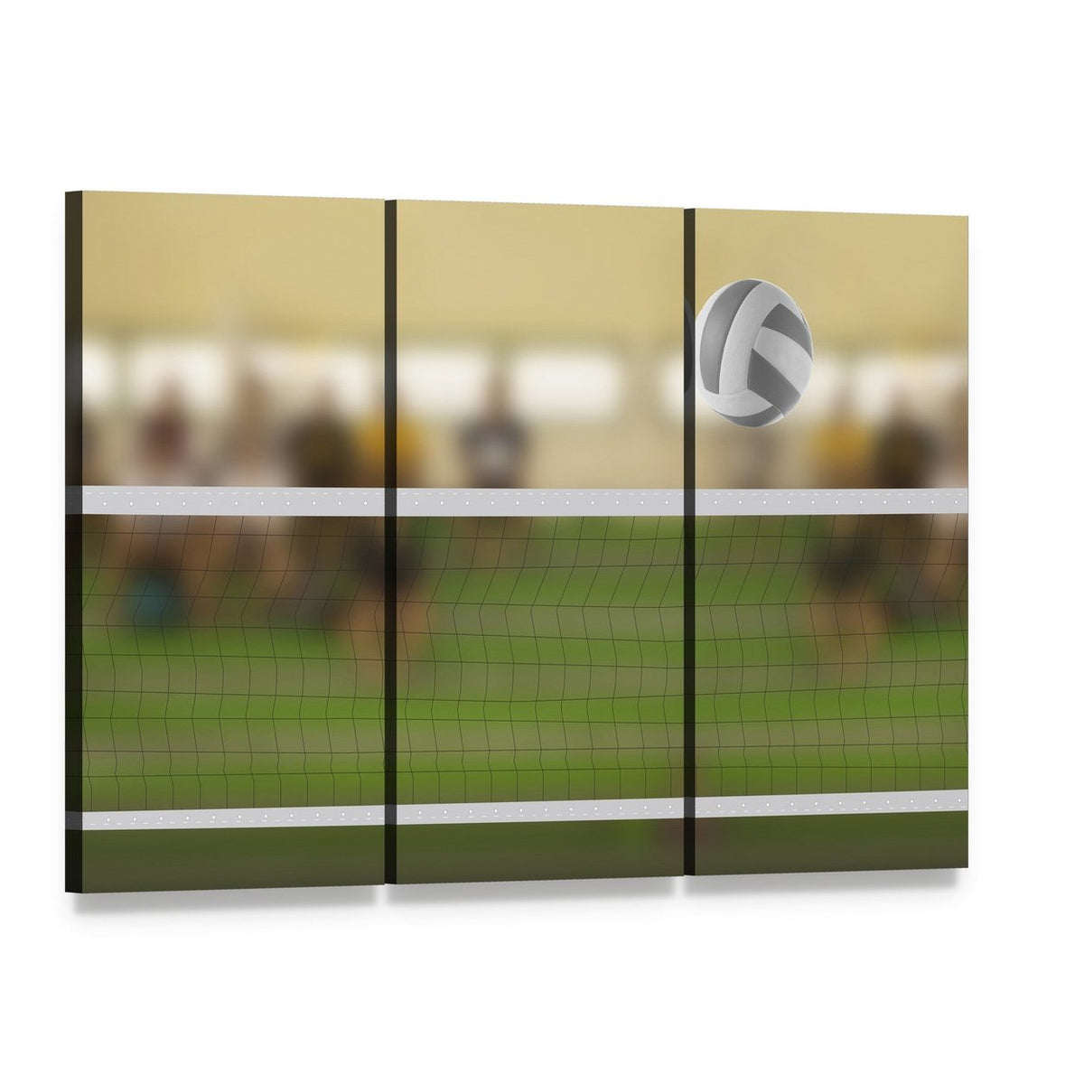 Volleyball Court with Ball Canvas Wall Art, 3 panel 3 Horizontal layout gallery wrapped canvas set, angled product view